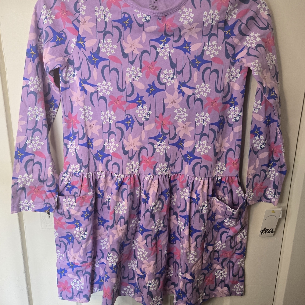 Tea Collection Purple and Pink Floral Kids Dress